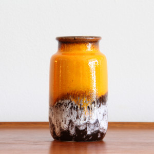 west german ceramic vase lava orange